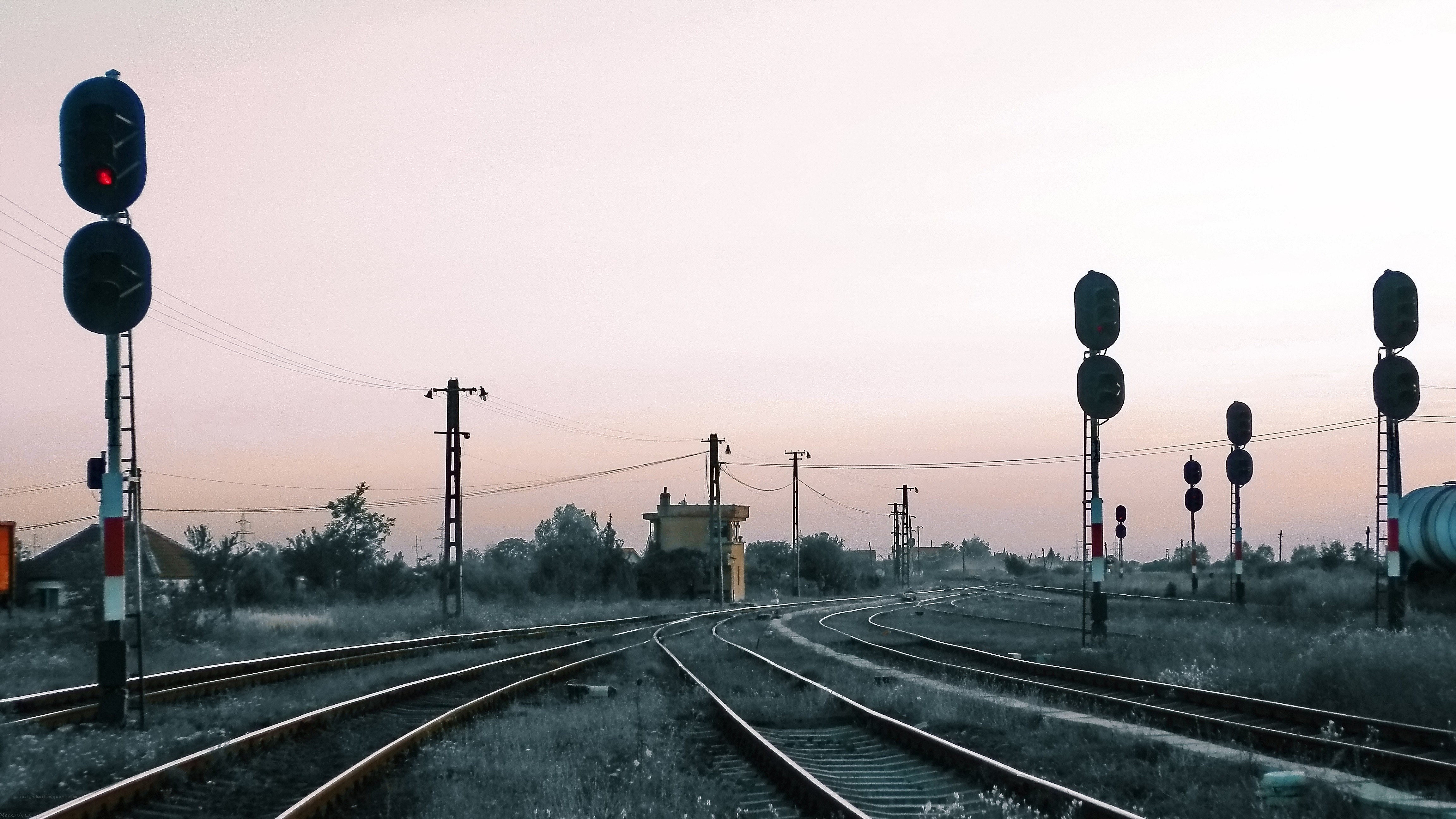 railway tracks at dusk