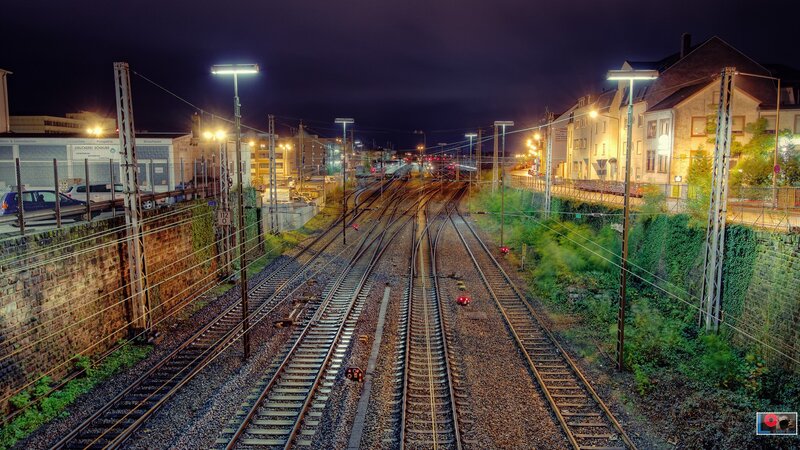 Railway Tracks at Night — Black, Dark