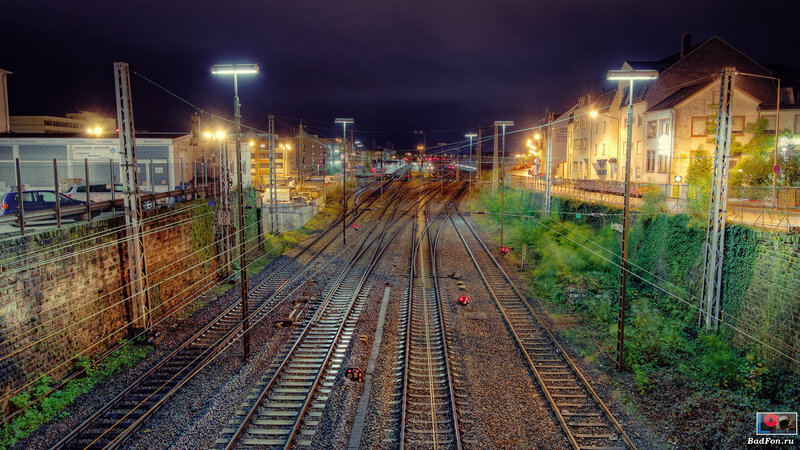 Railway Tracks at Night — Black