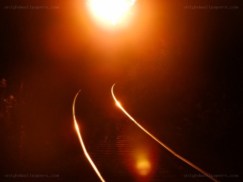 railway tracks at night
