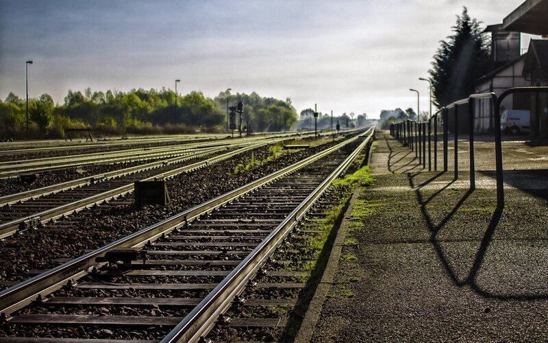 Railway Tracks at Station — Green
