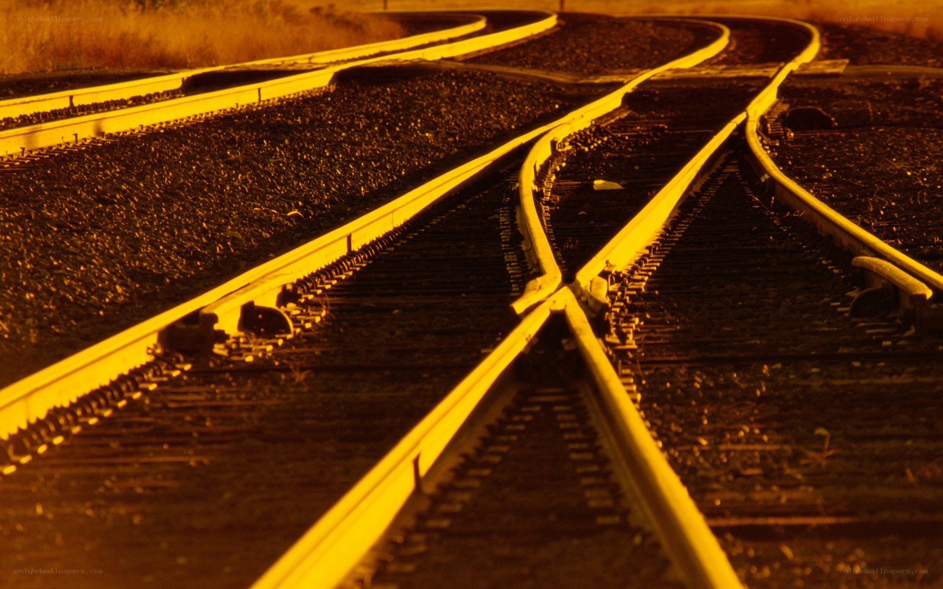 railway tracks at sunset