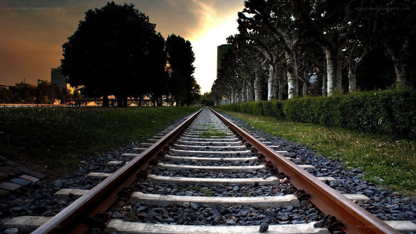 Railway tracks at sunset