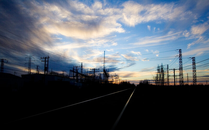 Railway tracks at sunset