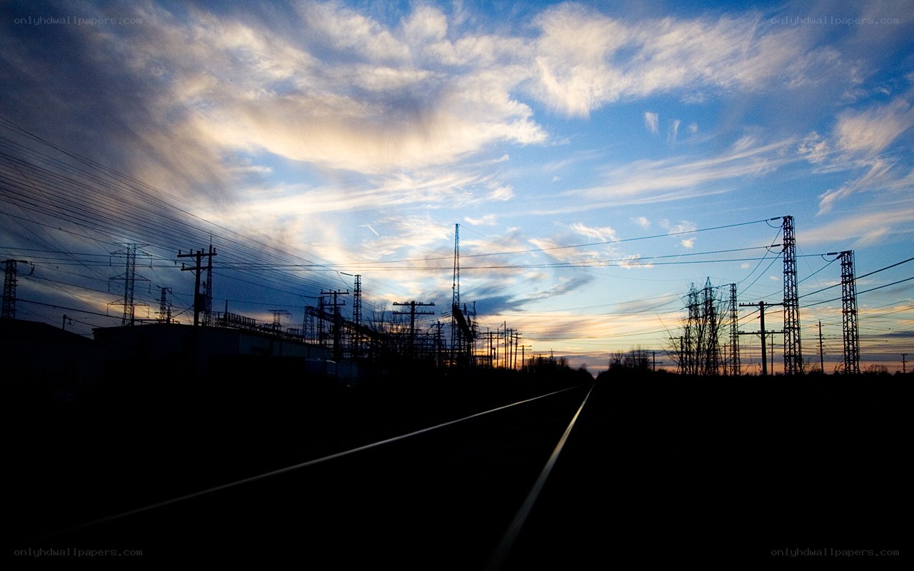 Railway tracks at sunset