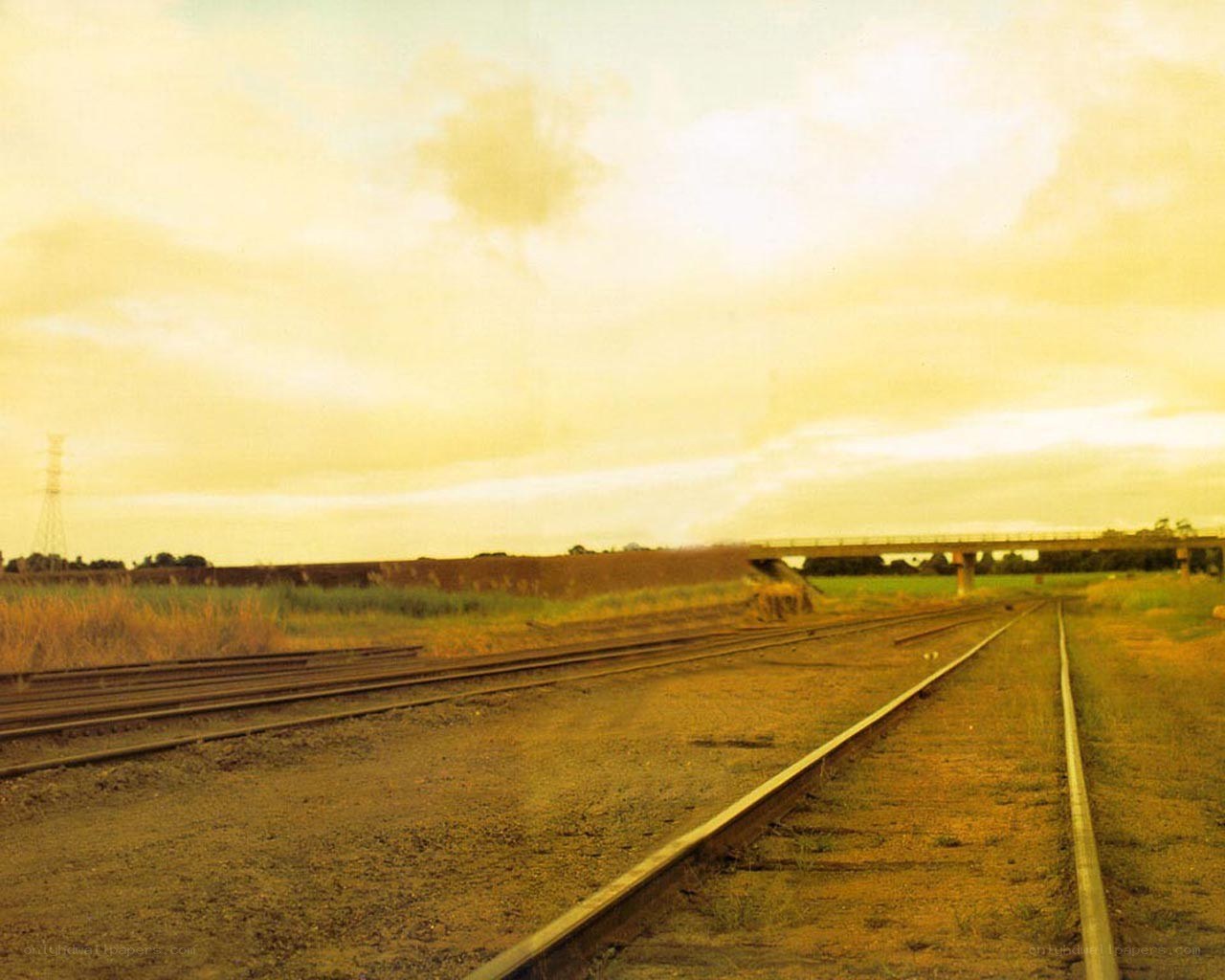 Railway tracks at sunset