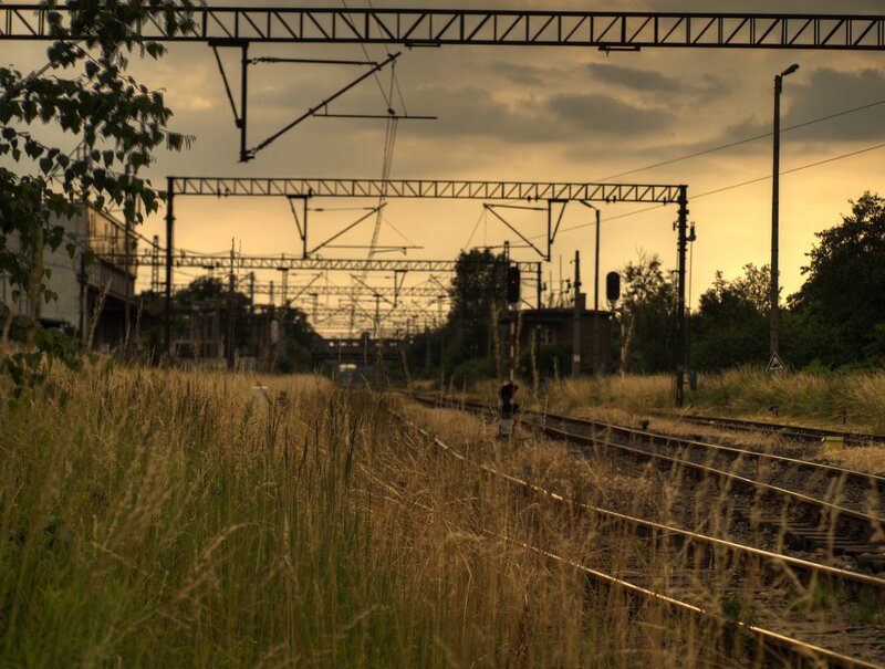 Railway Tracks at Sunset — Yellow