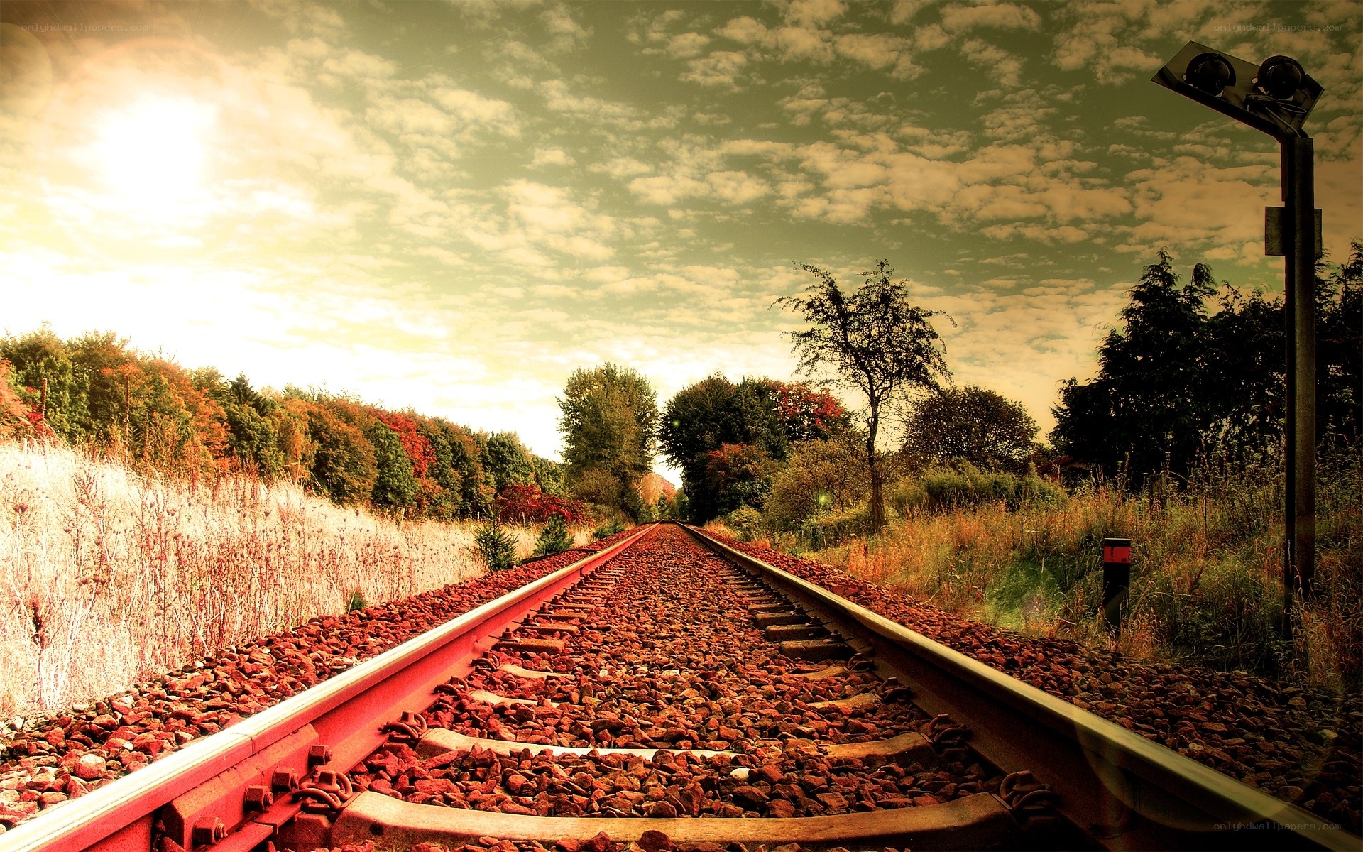 Railway tracks at sunset