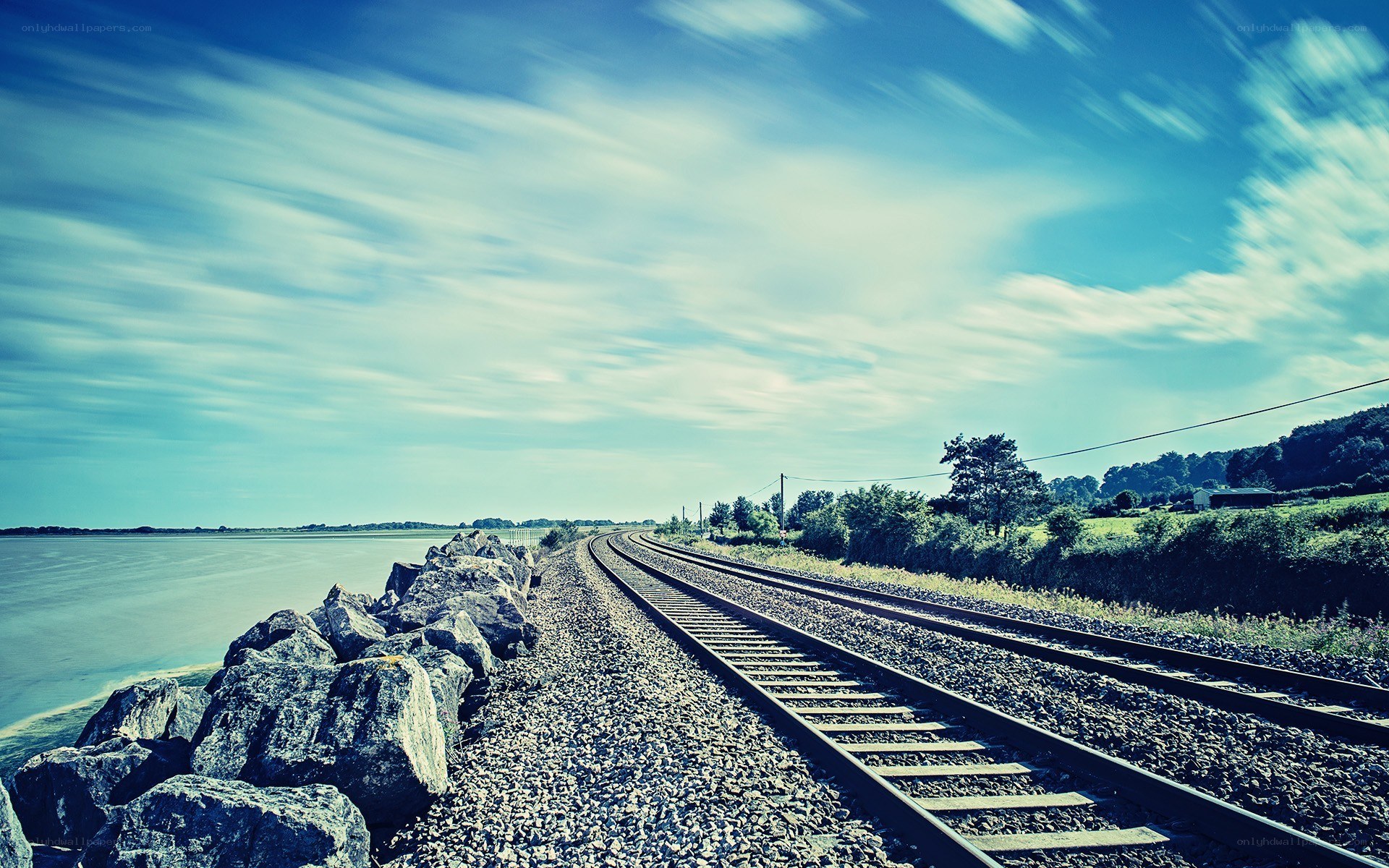 Railway tracks by the water