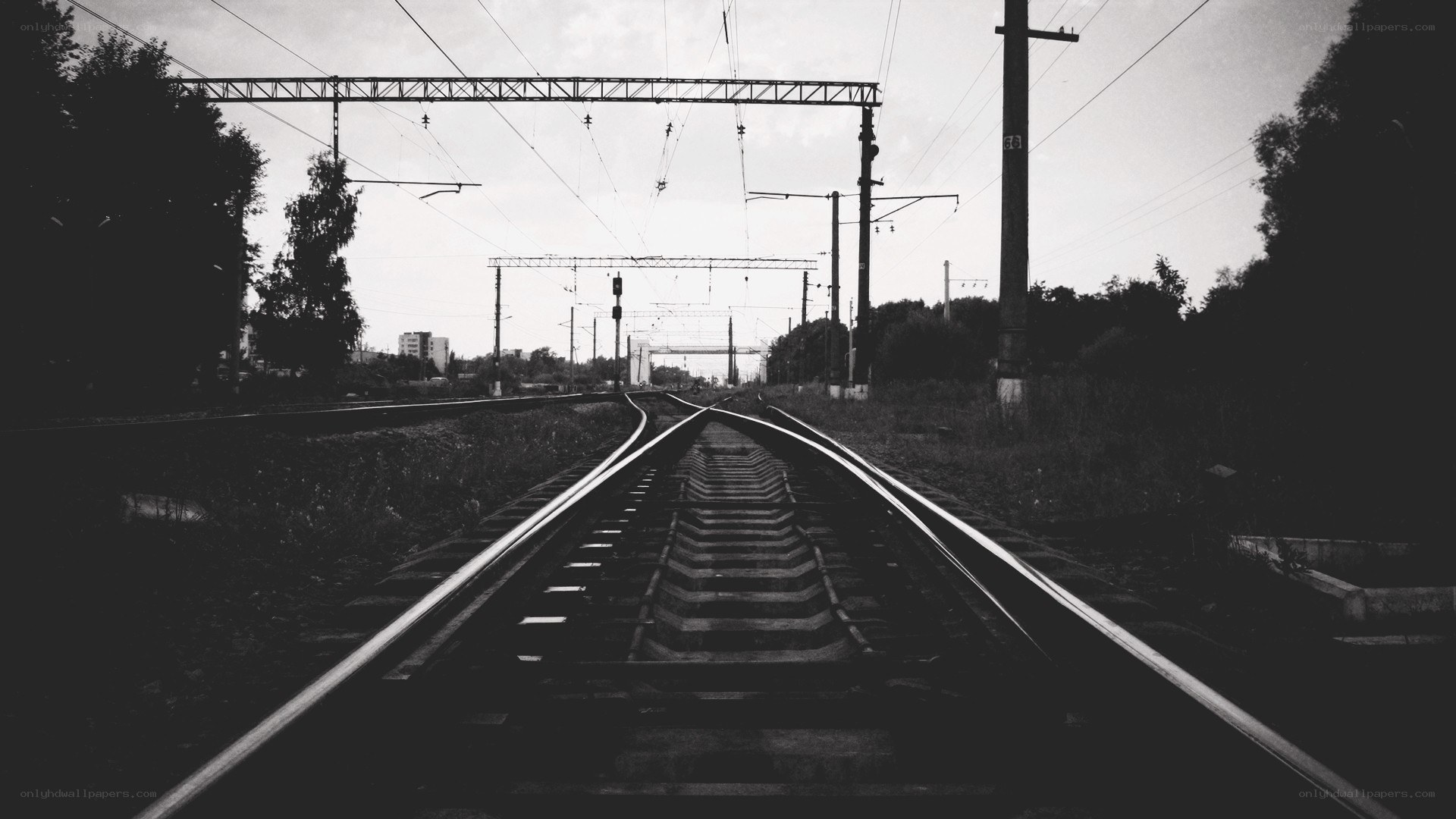 railway tracks converging in distance