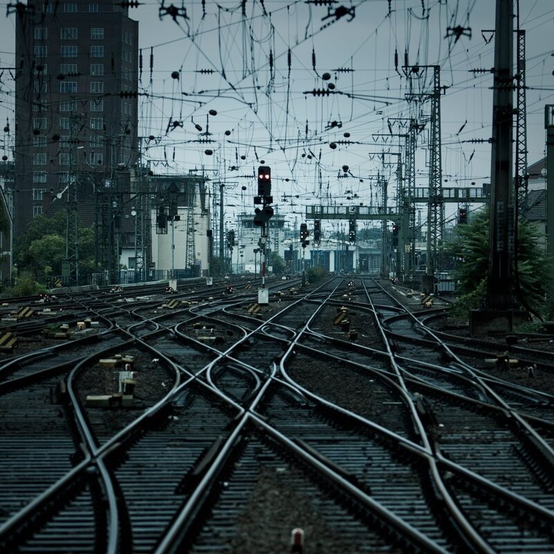 railway tracks in a city
