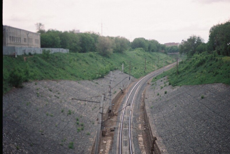 railway tracks in a green valley