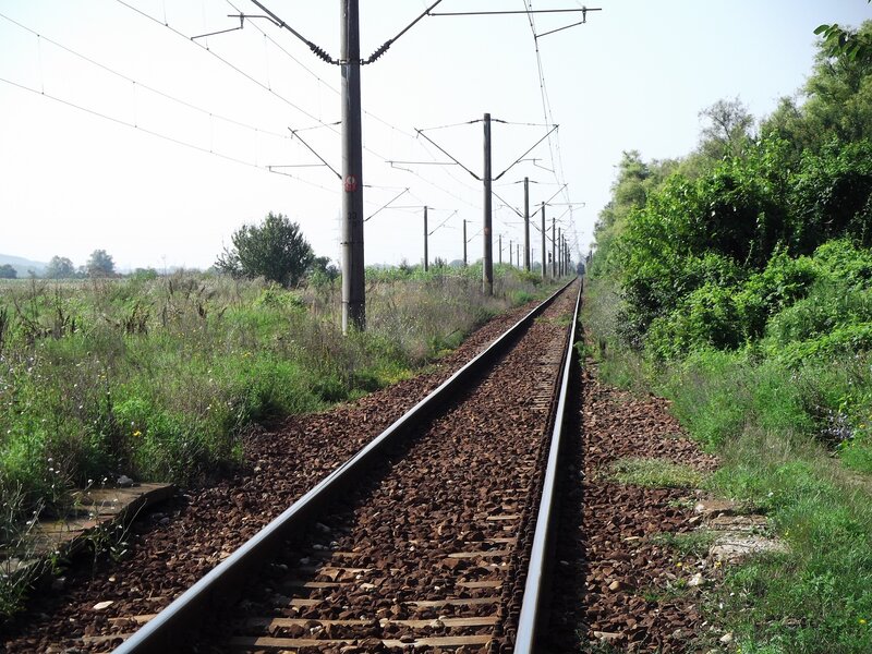 Railway tracks in a rural landscape