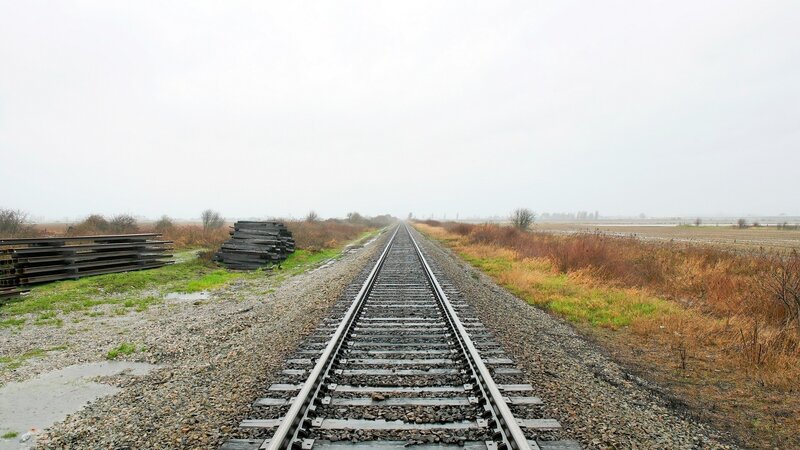 railway tracks in a rural landscape