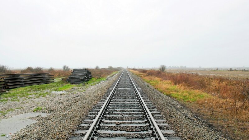 railway tracks in a rural landscape