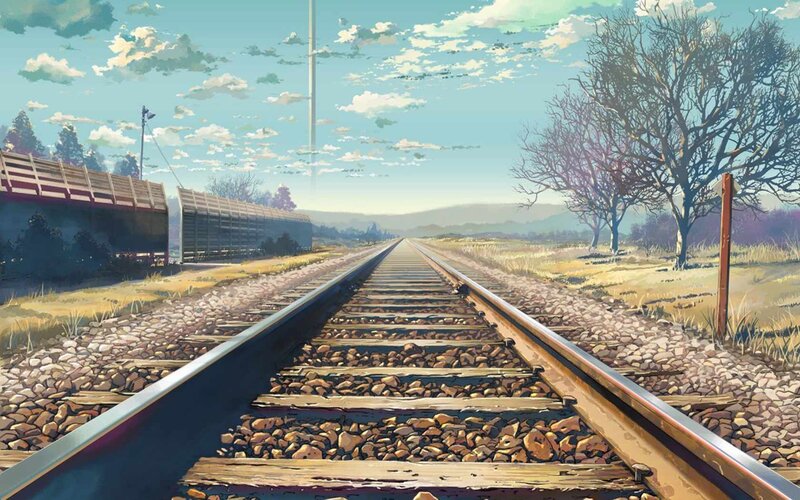 Railway tracks in a rural landscape