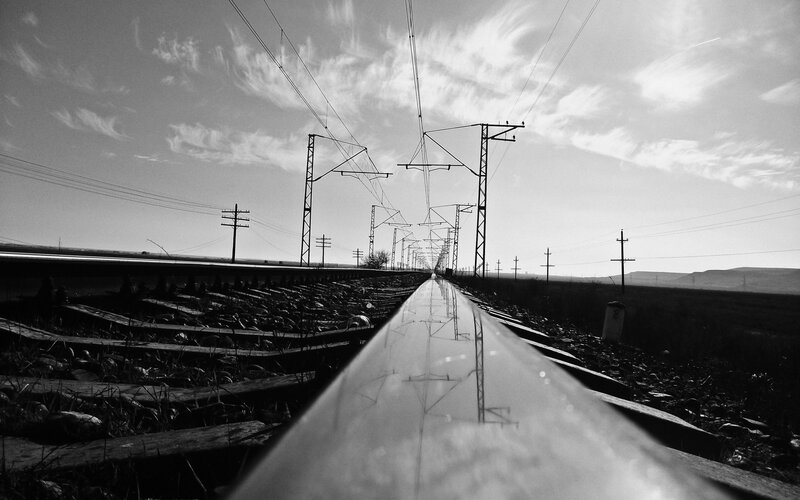 Railway Tracks in Desert — Black