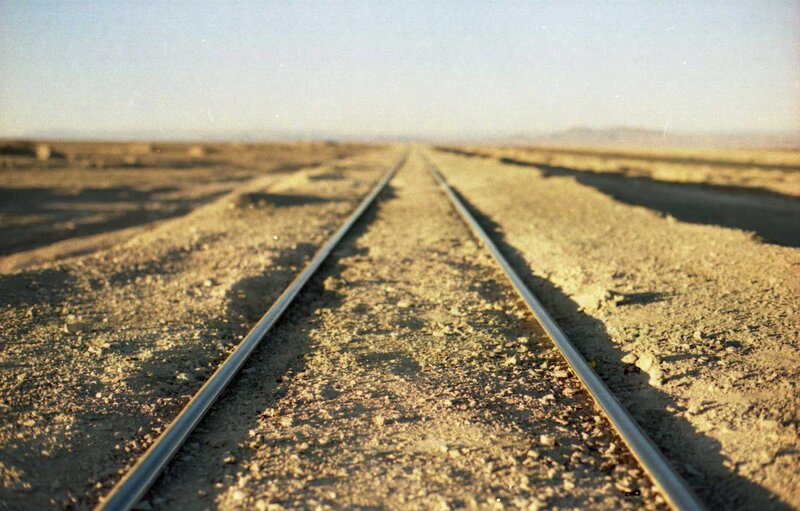 Railway tracks in desert
