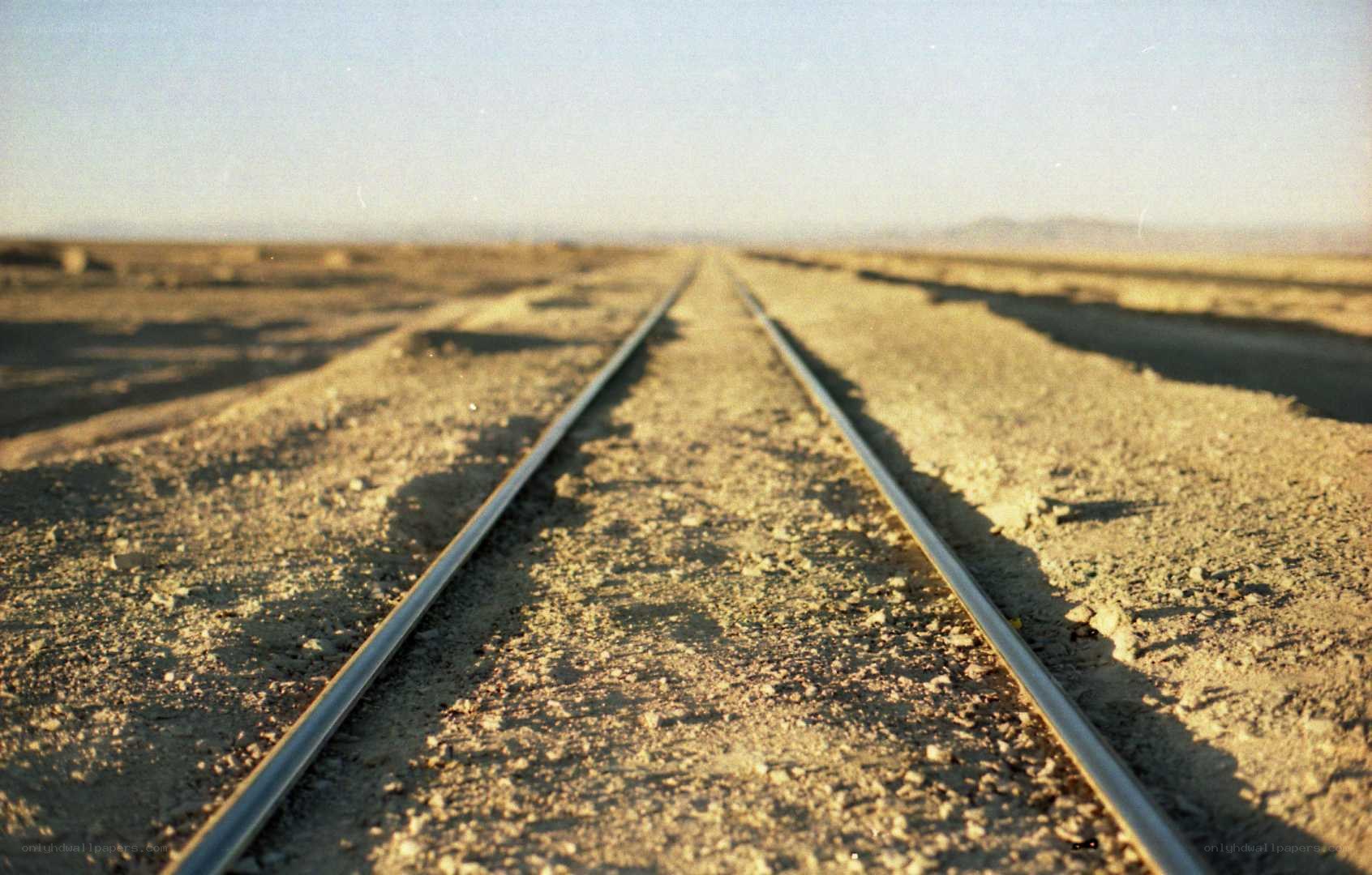 Railway tracks in desert