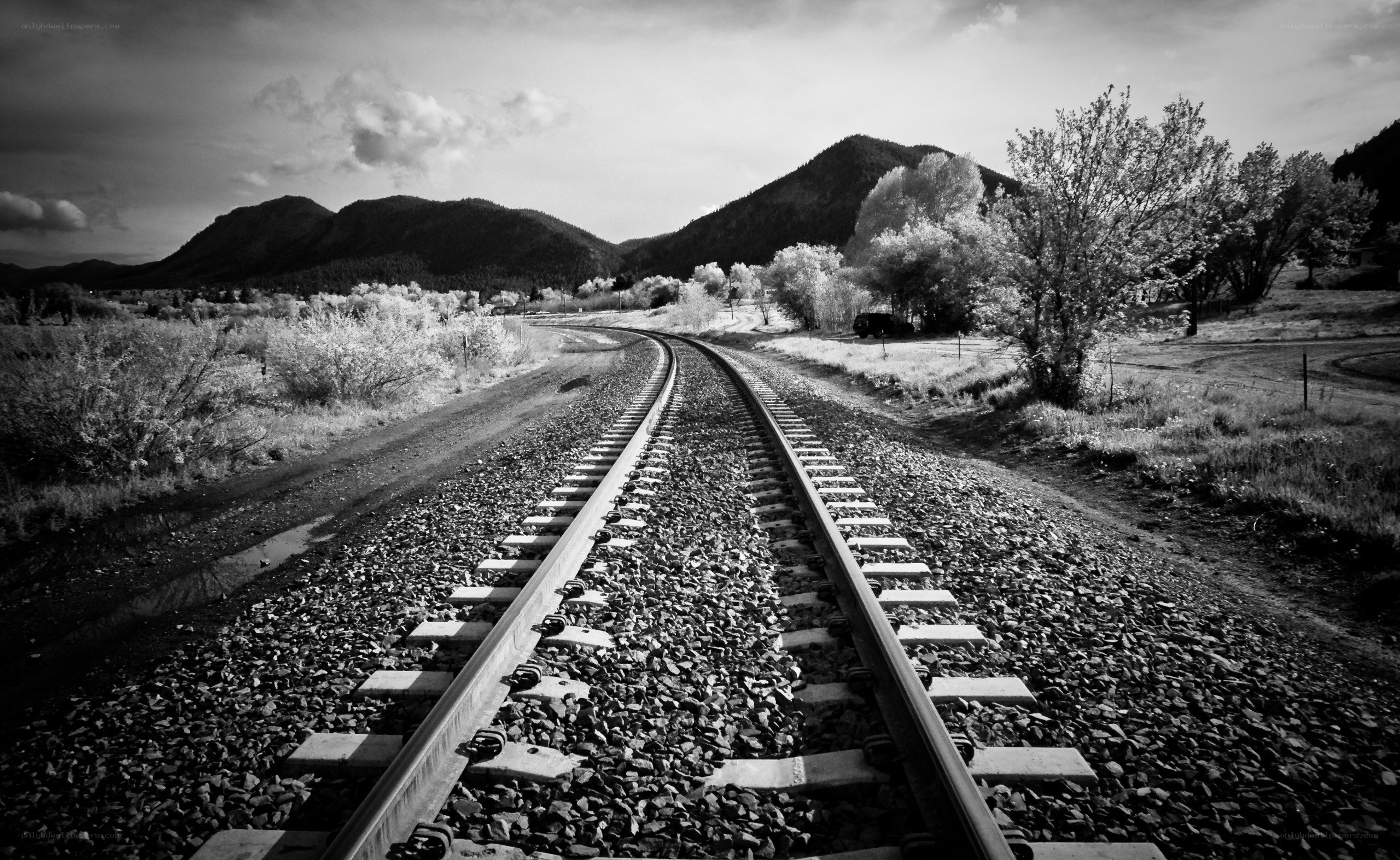 Railway tracks in mountain landscape
