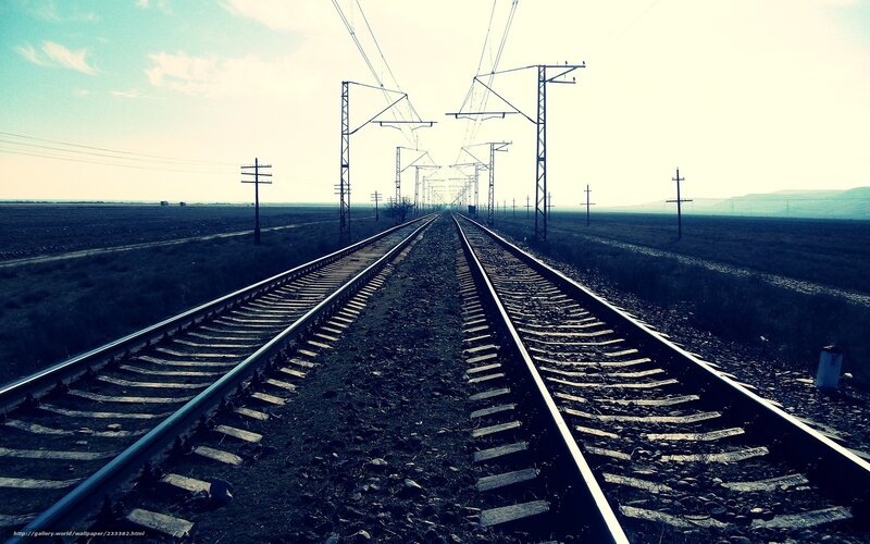 railway tracks in open field