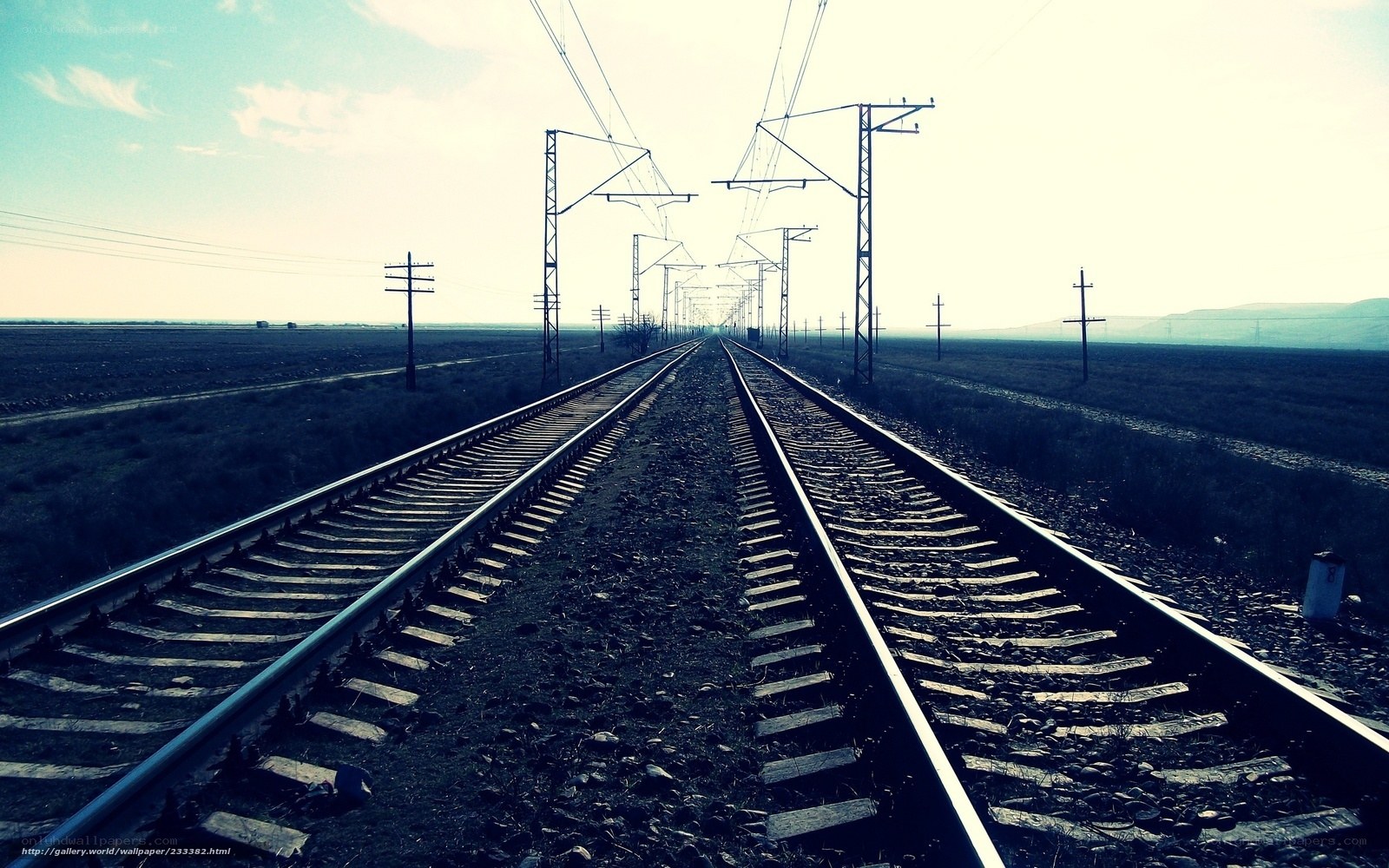 railway tracks in open field