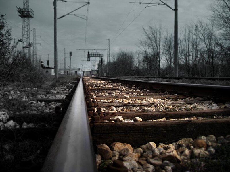 railway tracks in overcast weather