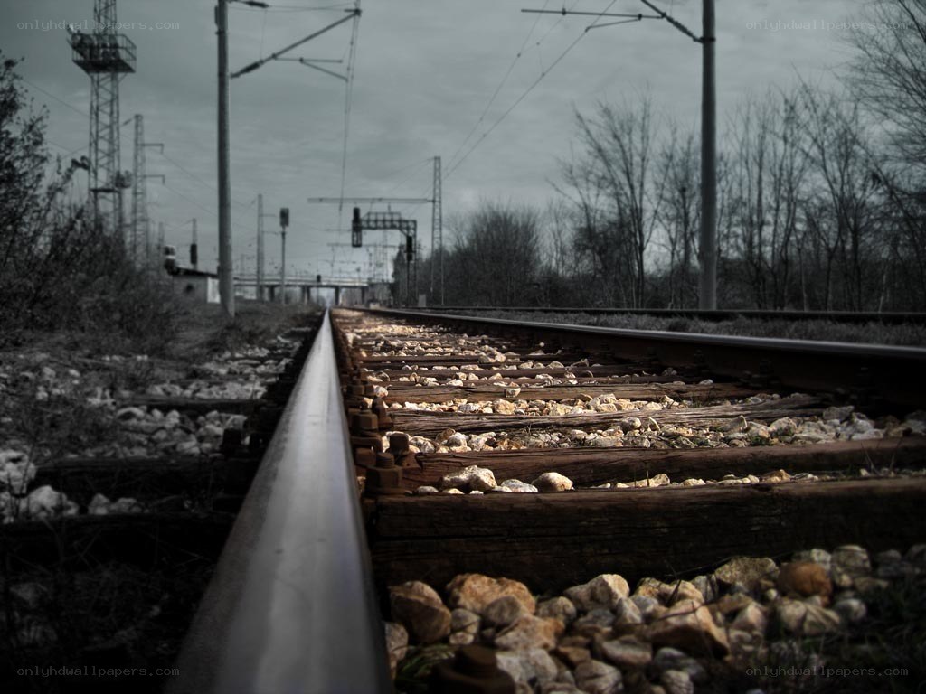 railway tracks in overcast weather