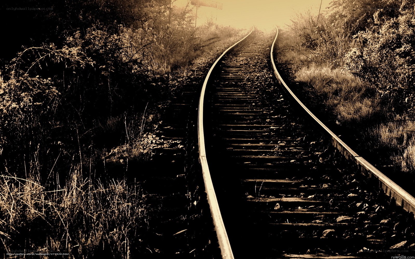 railway tracks in sepia