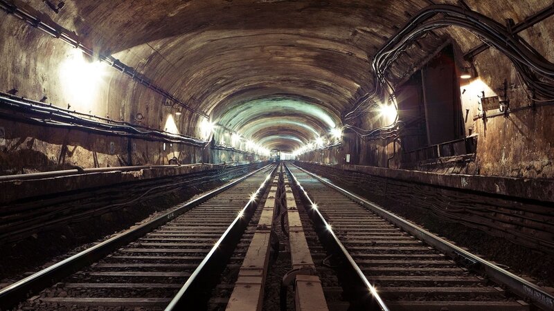 Railway Tracks in Tunnel — Brown
