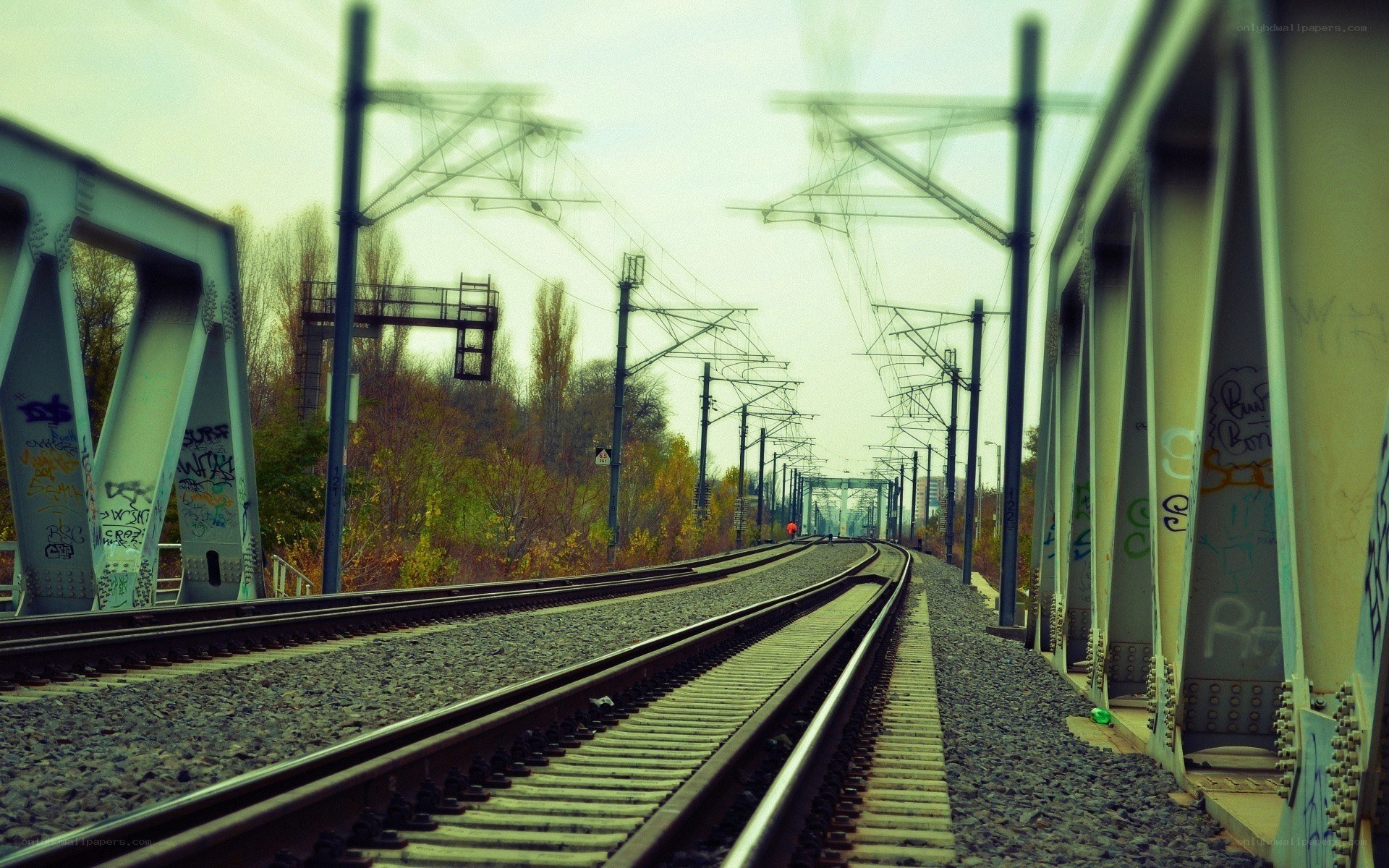 Railway tracks on a bridge