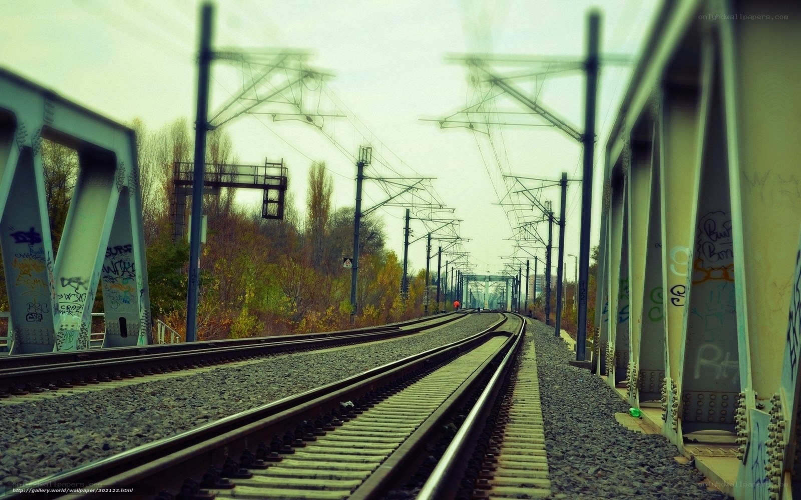 Railway tracks on a bridge