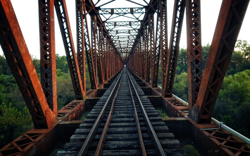 Railway Tracks on Bridge — Brown