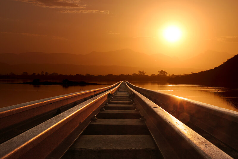 Railway Tracks on Bridge — Orange
