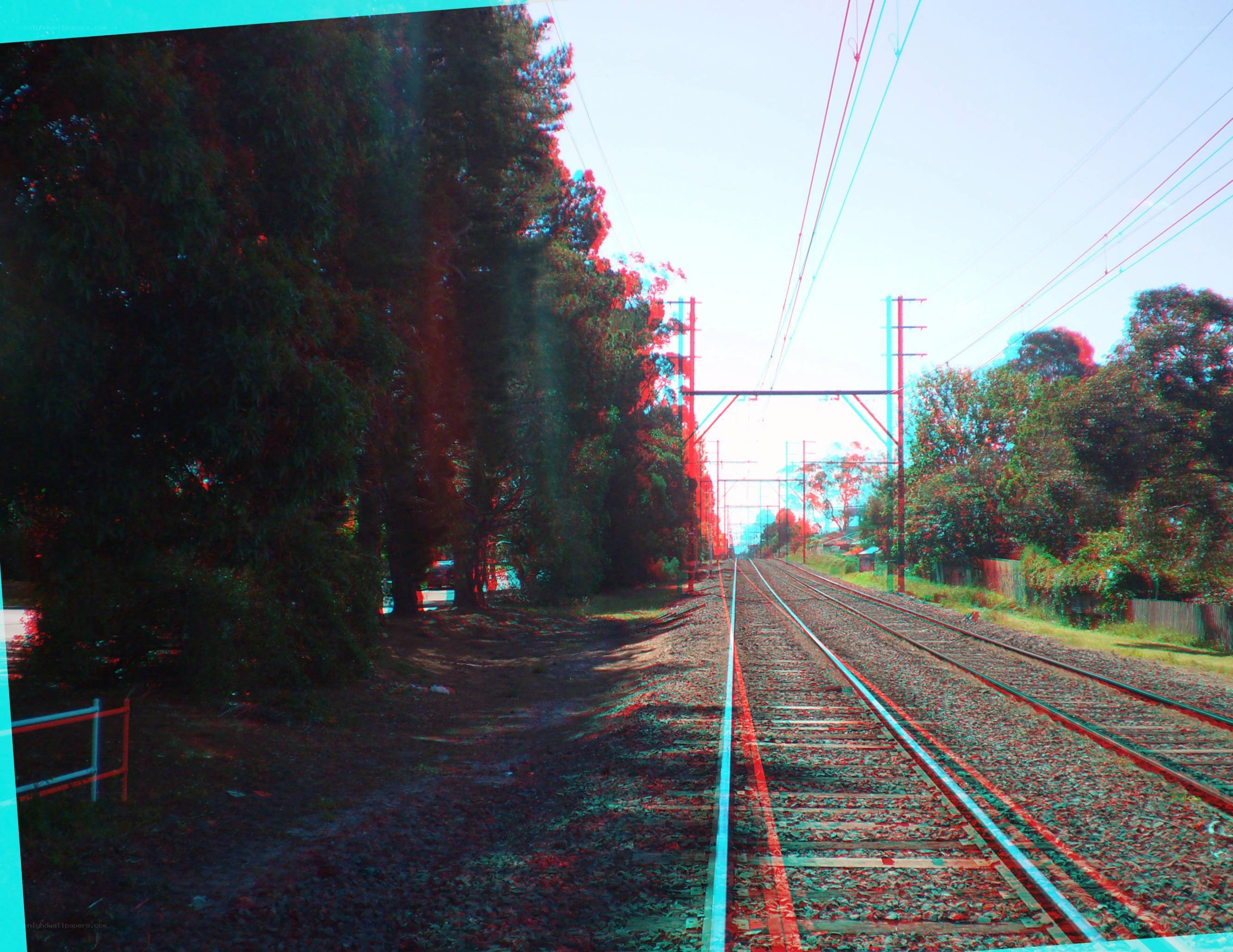 Railway tracks with trees