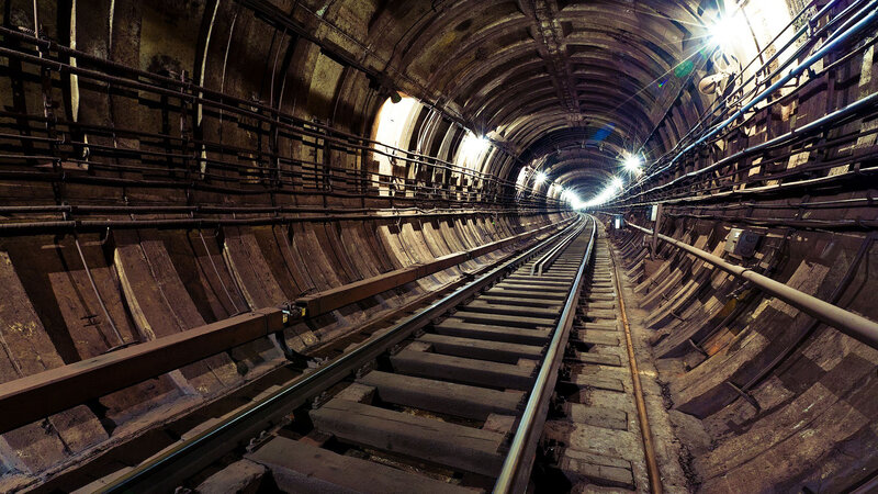 Railway Tunnel Interior — Brown, Dramatic, Photograph