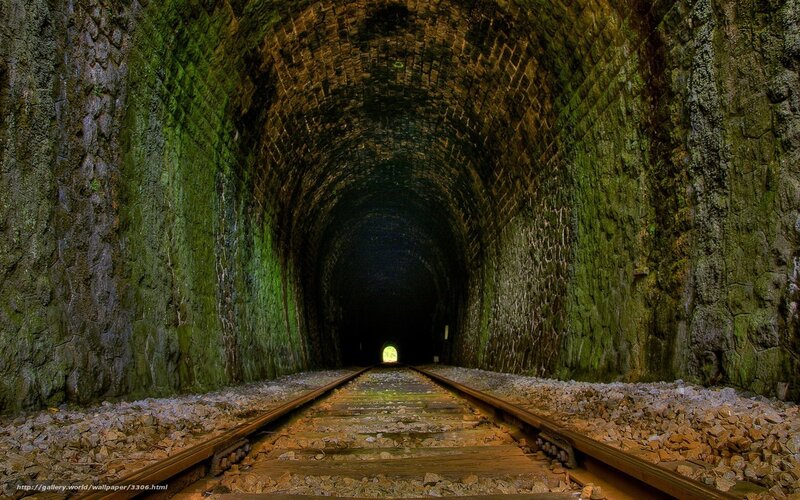 railway tunnel with green moss