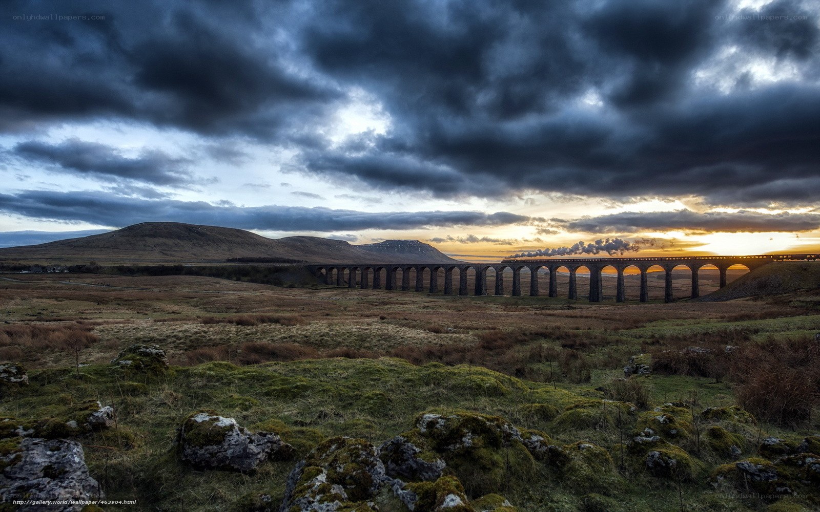 Railway viaduct at sunset