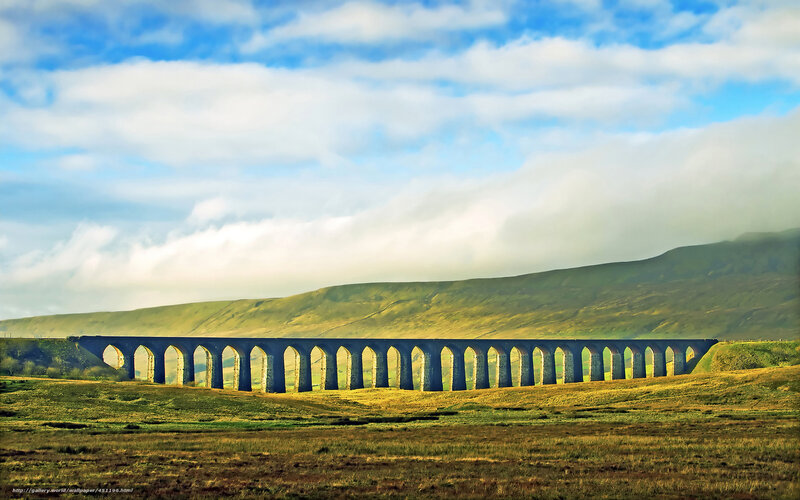 Railway viaduct in the countryside