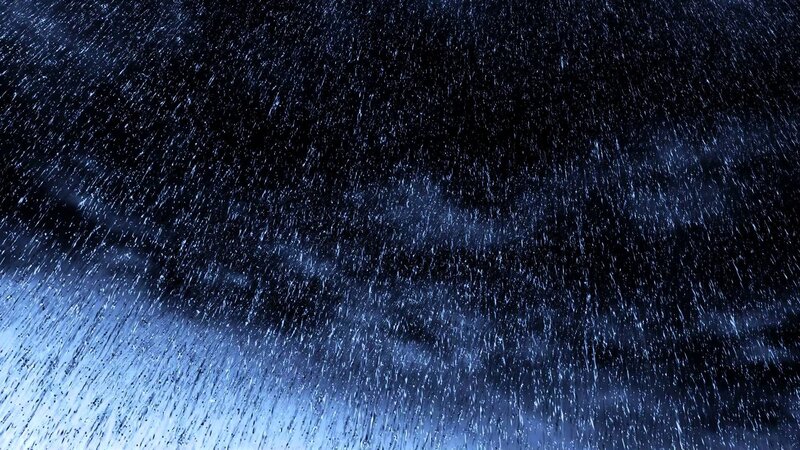 Rain Falling at Night — Blue, Dramatic, Photograph, Night Sky