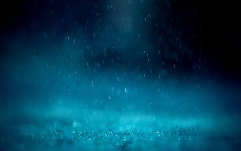 Rain Falling at Night — Blue, Dramatic