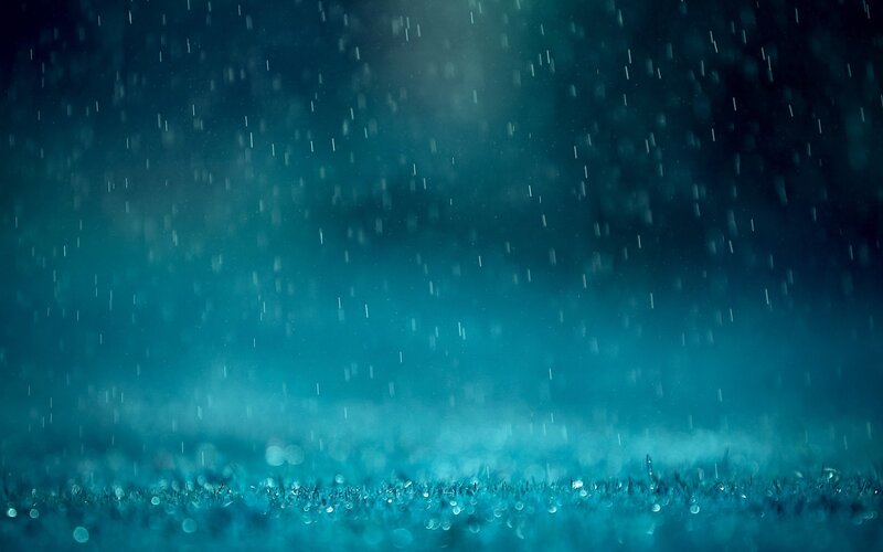 Rain Falling on Grass — Blue, Calm
