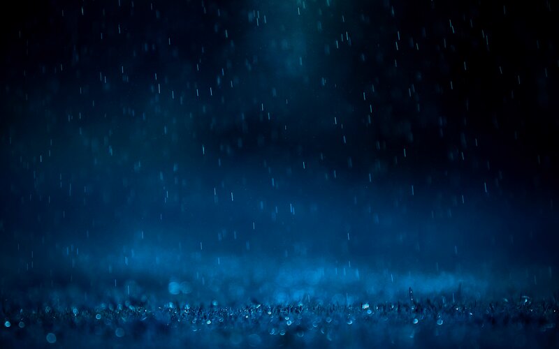Rain Falling on Grass — Blue, Dark, Night