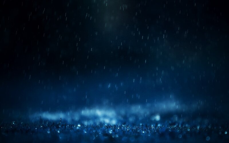Rain Falling on Grass — Blue, Dark, Rainy