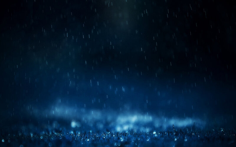 Rain Falling on Grass — Blue