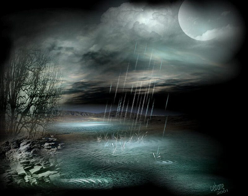 Rain Falling on Lake