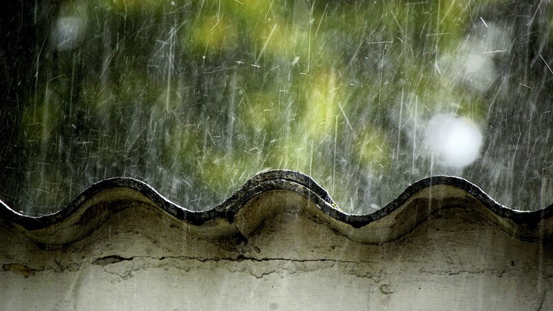 Rain Falling on Roof — Green, Dramatic