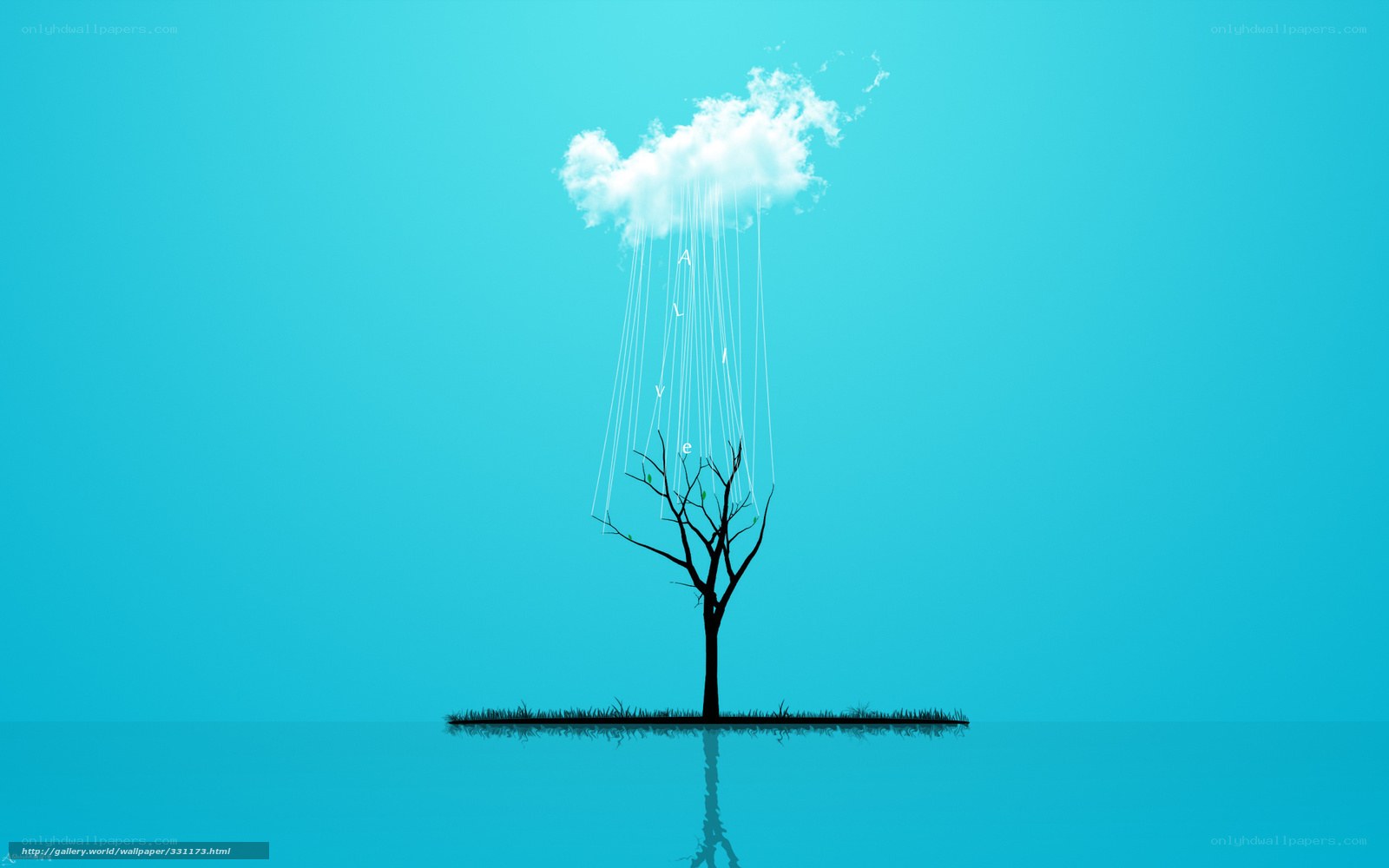Rain of letters on a tree