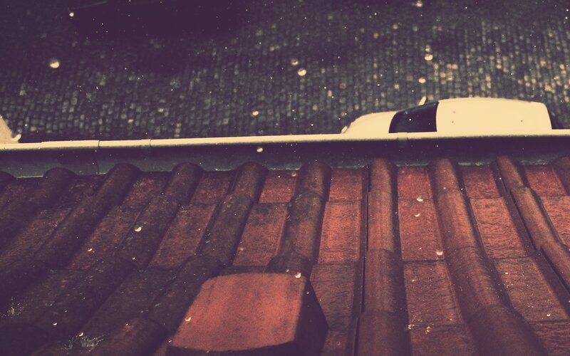 rain on a tiled roof