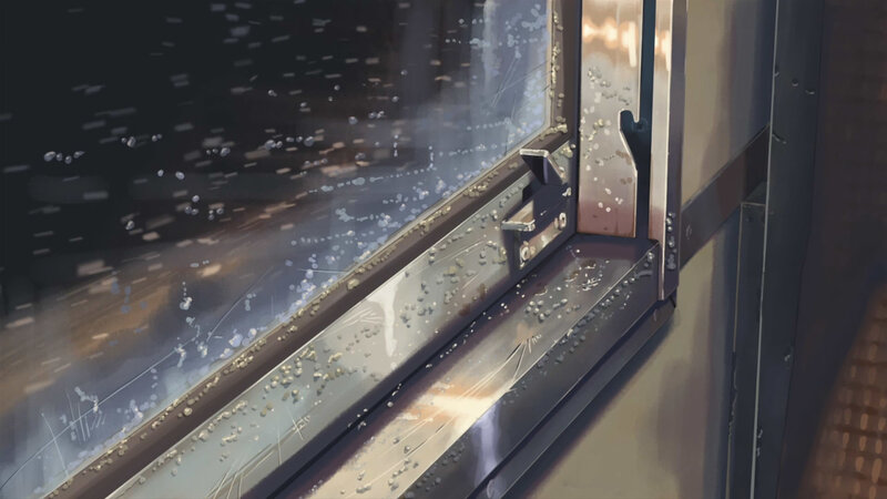 rain on a train window